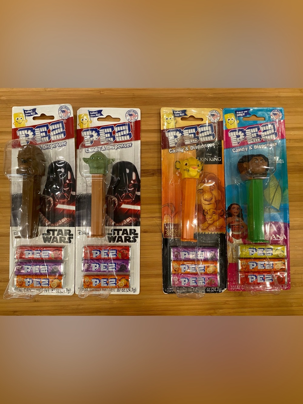 Star Wars- Yoda & Chewbacca Disney-Lion King- Simba-Moana PEZ Candy Dispensers